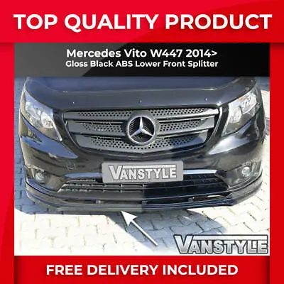 Fits Mercedes Vito W447 14> Lower Front Gloss Black Splitter Spoiler Bumper Lip • £102